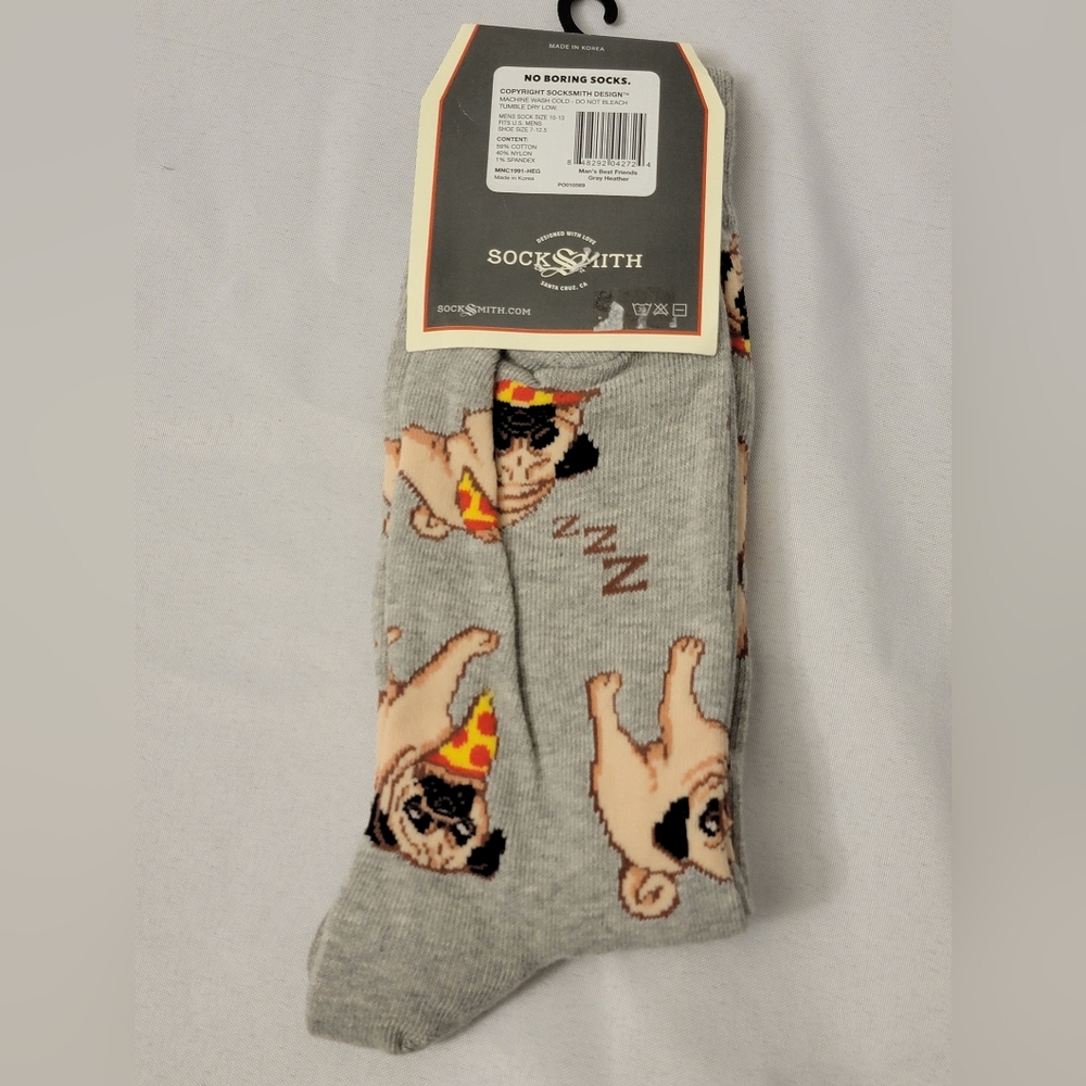 NWT SockSmith Pug and Pizza Socks Mens Size 10-13 - Picture 3 of 3